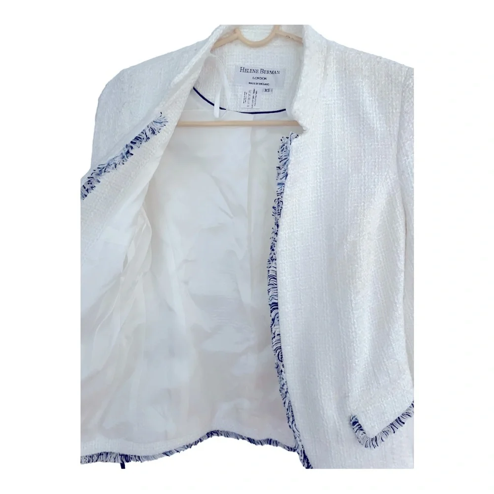 Helen Bergman tweed blazer jacket with fringe size Xs - Picture 7 of 15